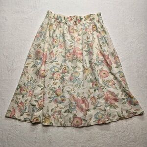 Vintage Jessica Scott Floral A-Line Skirt Cottagecore Pastel Womens 18